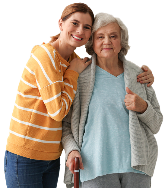 Young Woman Smiling beside the elder woman
