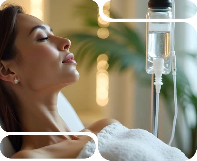 Woman having IV theraphy while sleeping