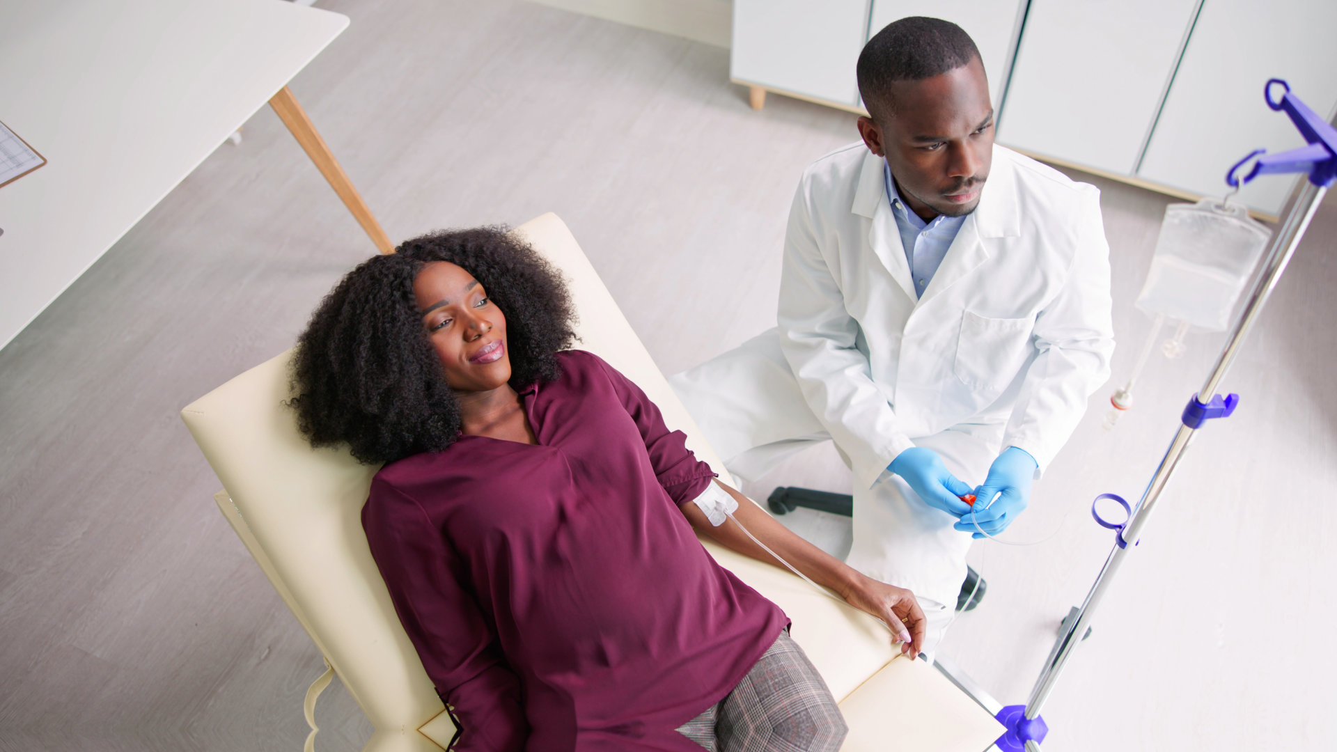 woman undergoing IV therapy